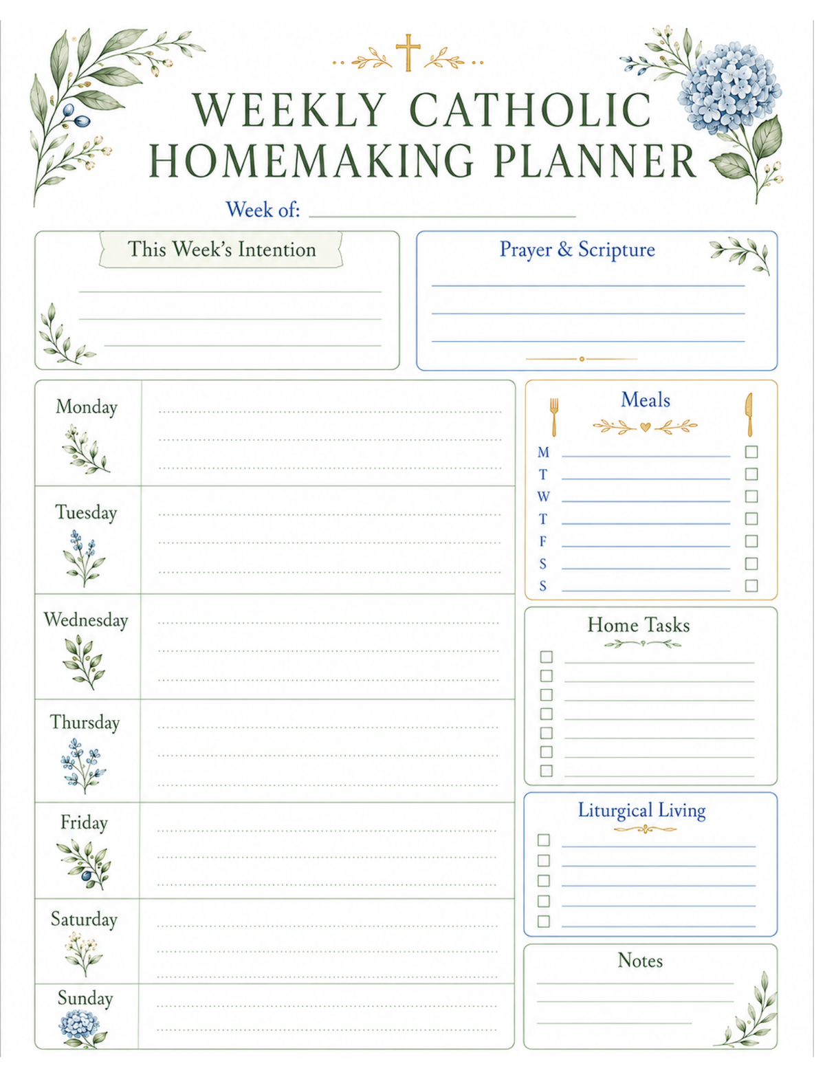 Catholic Homemaking Organizing Bundle 10 printables