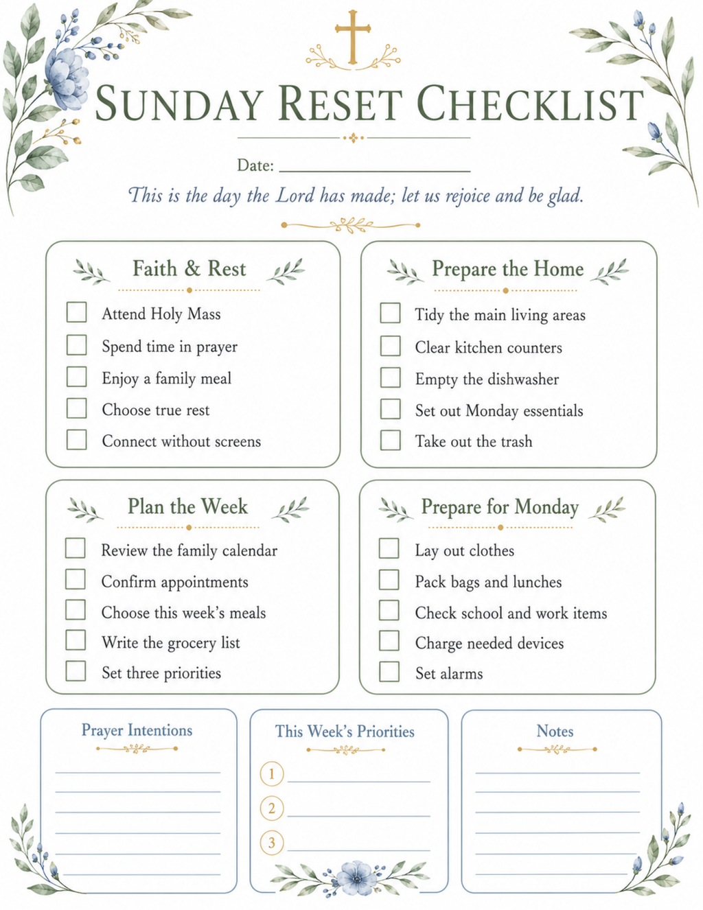 Catholic Homemaking Organizing Bundle 10 printables