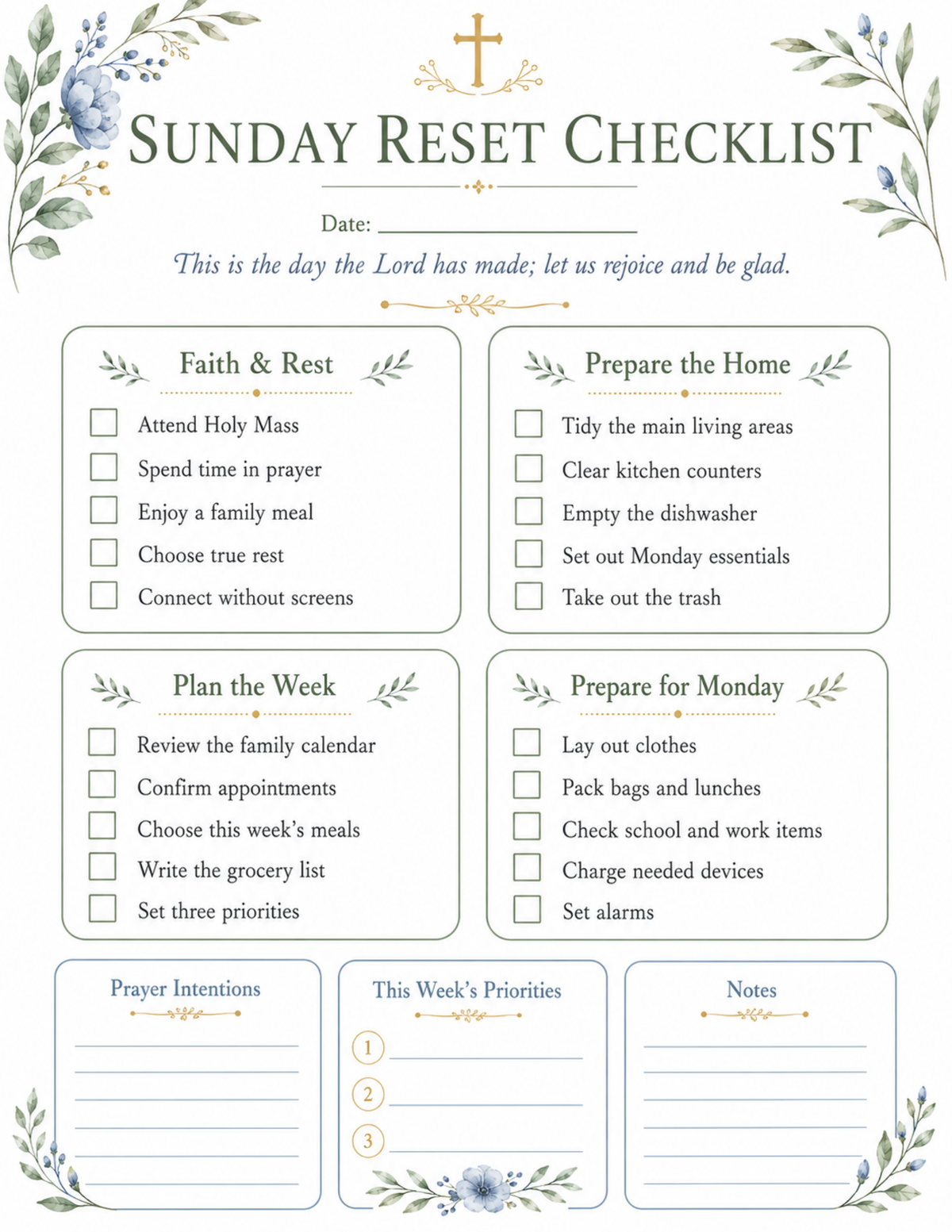 Catholic Homemaking Organizing Bundle 10 printables