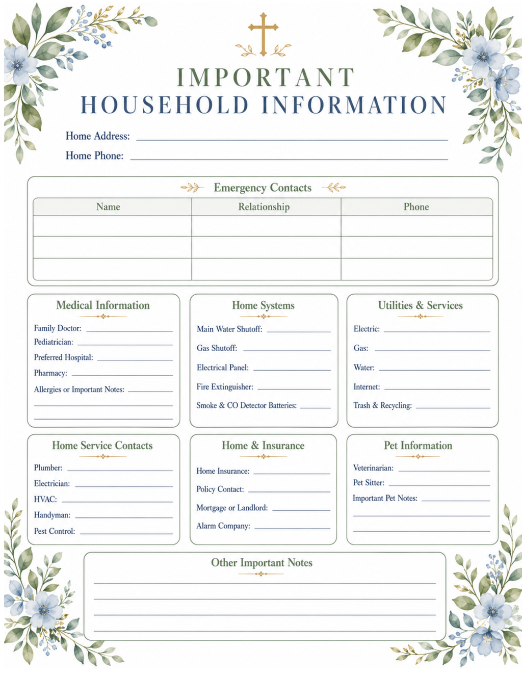Catholic Homemaking Organizing Bundle 10 printables