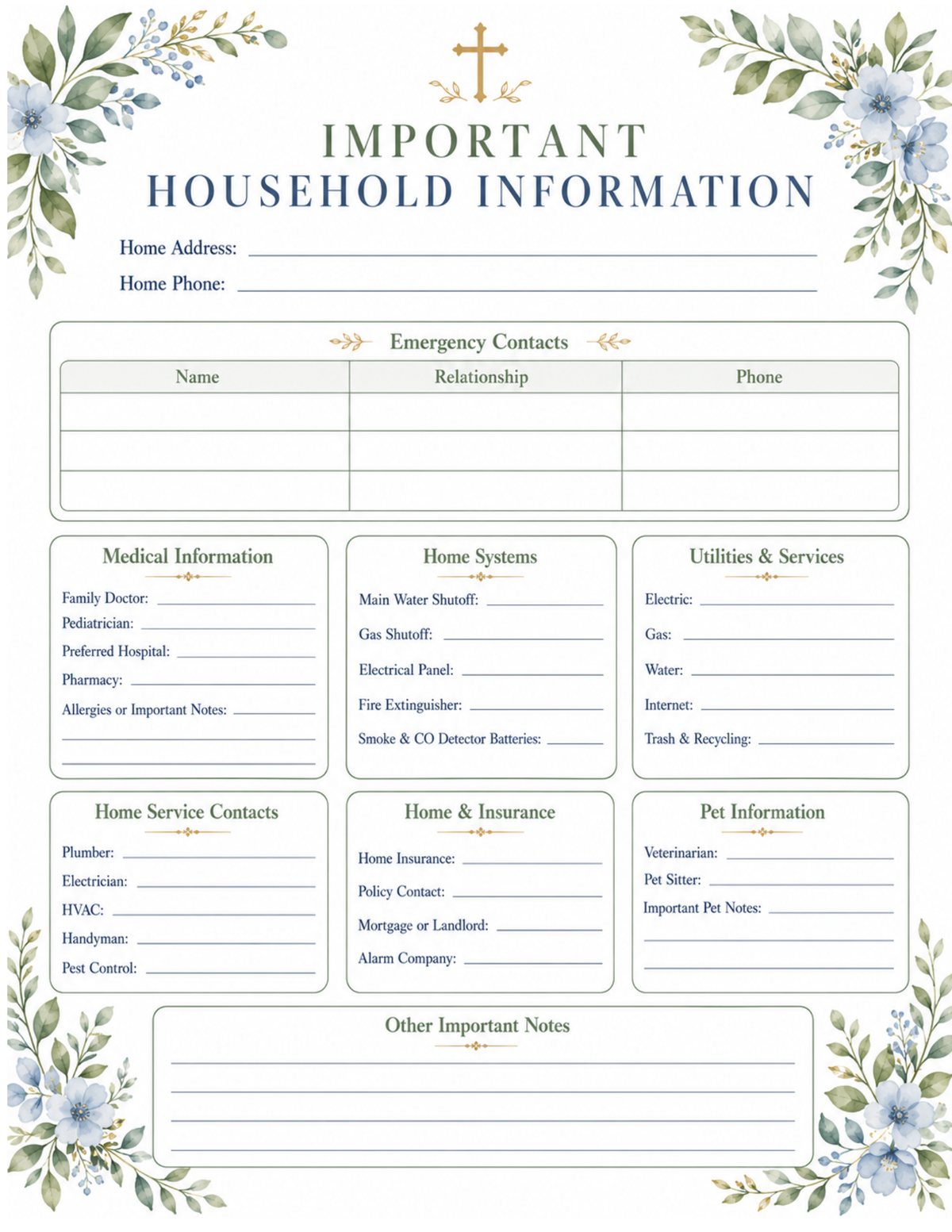 Catholic Homemaking Organizing Bundle 10 printables