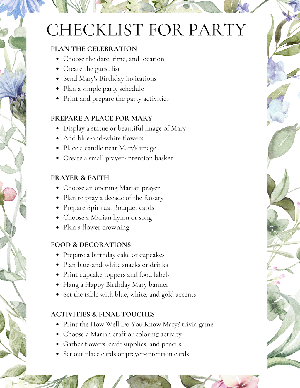 Mother Mary Birthday Bundle