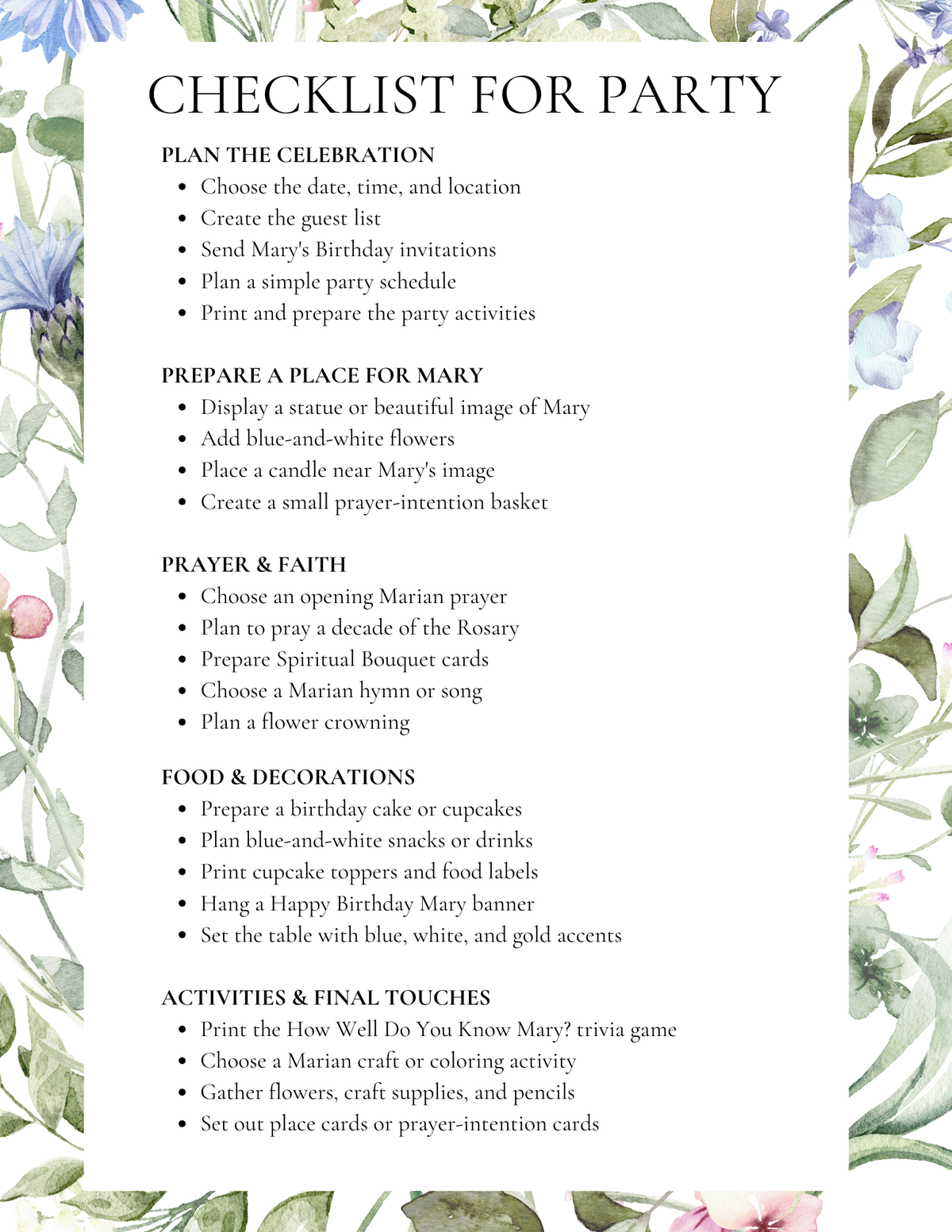 Mother Mary Birthday Bundle